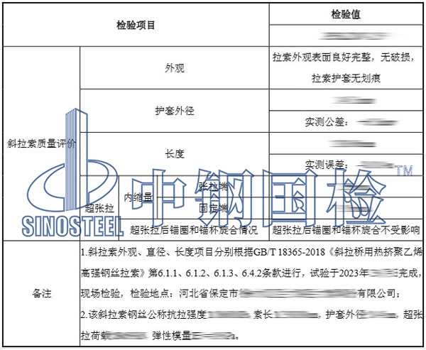 斜拉索檢測項目結(jié)果